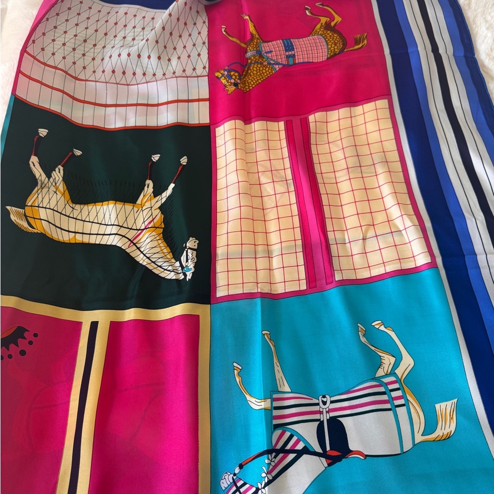 Hermes Multicolor Horse Print Scarf - Picture 4 of 6